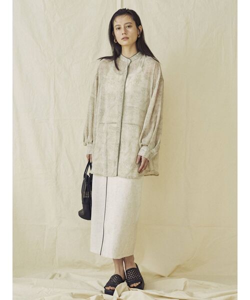 COTORICA（コトリカ）の「マーブル柄スタンドカラーパイピングシャツ（シャツ/ブラウス・レディース・ライトグレー/ローズ/ライトグリーン・FREE）」の8枚目の写真