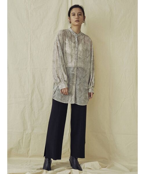 COTORICA（コトリカ）の「マーブル柄スタンドカラーパイピングシャツ（シャツ/ブラウス・レディース・ライトグレー/ローズ/ライトグリーン・FREE）」の5枚目の写真