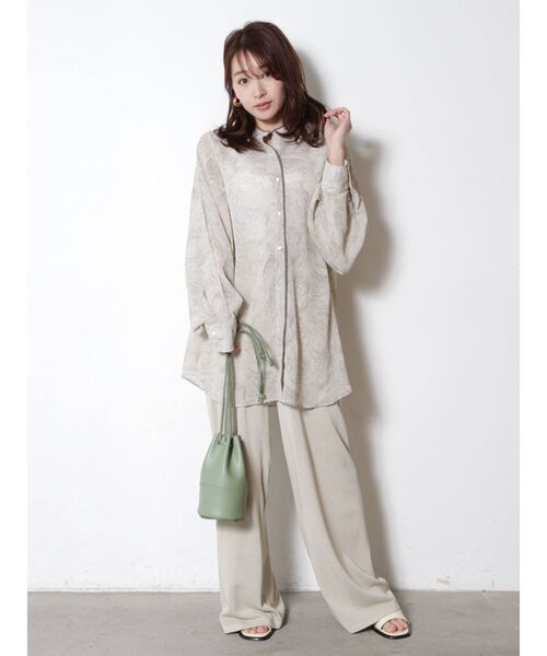 COTORICA（コトリカ）の「マーブル柄スタンドカラーパイピングシャツ（シャツ/ブラウス・レディース・ライトグレー/ローズ/ライトグリーン・FREE）」の9枚目の写真