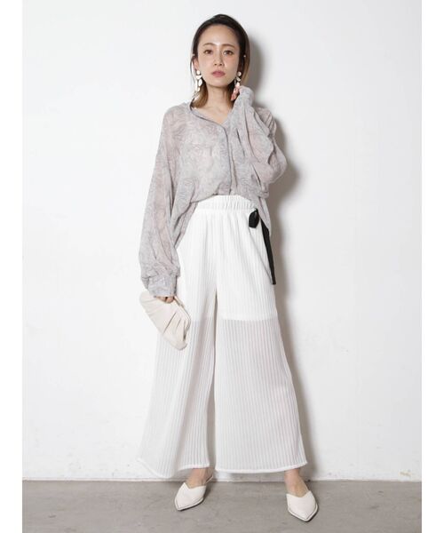 COTORICA（コトリカ）の「マーブル柄スタンドカラーパイピングシャツ（シャツ/ブラウス・レディース・ライトグレー/ローズ/ライトグリーン・FREE）」の6枚目の写真