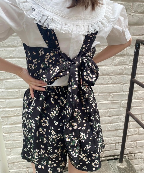 one after another NICE CLAUP(ワンアフターアナザーナイスクラップ)の「【WEB限定】バックリボンミニサロペット(サロペット/オーバーオール・レディース・ブラック/ブラック系その他/ベージュ系その他/チェック・FREE)」の9枚目の写真