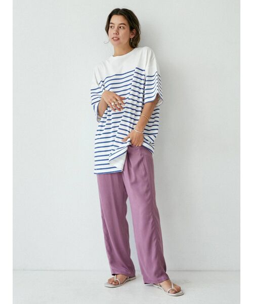 Ungrid（アングリッド）の「ビッグボーダーTee（Tシャツ/カットソー・レディース・ベージュ/ブルー/サーモンピンク・FREE）」の12枚目の写真