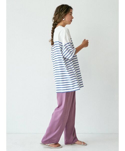 Ungrid（アングリッド）の「ビッグボーダーTee（Tシャツ/カットソー・レディース・ベージュ/ブルー/サーモンピンク・FREE）」の4枚目の写真