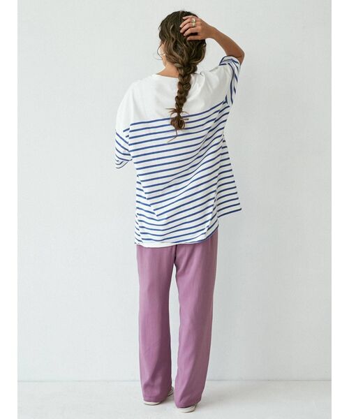 Ungrid（アングリッド）の「ビッグボーダーTee（Tシャツ/カットソー・レディース・ベージュ/ブルー/サーモンピンク・FREE）」の10枚目の写真