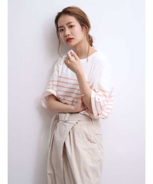 Ungrid（アングリッド）の「ビッグボーダーTee（Tシャツ/カットソー・レディース・ベージュ/ブルー/サーモンピンク・FREE）」の15枚目の写真