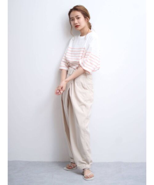 Ungrid（アングリッド）の「ビッグボーダーTee（Tシャツ/カットソー・レディース・ベージュ/ブルー/サーモンピンク・FREE）」の13枚目の写真