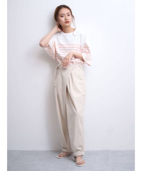 Ungrid（アングリッド）の「ビッグボーダーTee（Tシャツ/カットソー・レディース・ベージュ/ブルー/サーモンピンク・FREE）」の5枚目の写真