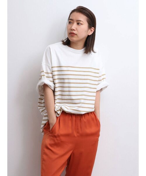 Ungrid（アングリッド）の「ビッグボーダーTee（Tシャツ/カットソー・レディース・ベージュ/ブルー/サーモンピンク・FREE）」の11枚目の写真