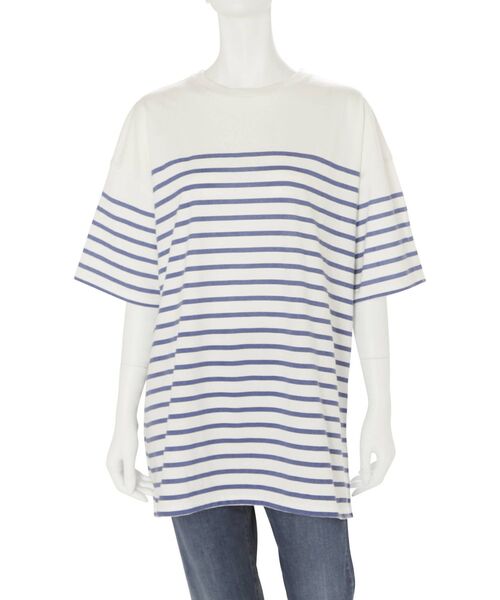 Ungrid（アングリッド）の「ビッグボーダーTee（Tシャツ/カットソー・レディース・ベージュ/ブルー/サーモンピンク・FREE）」の22枚目の写真