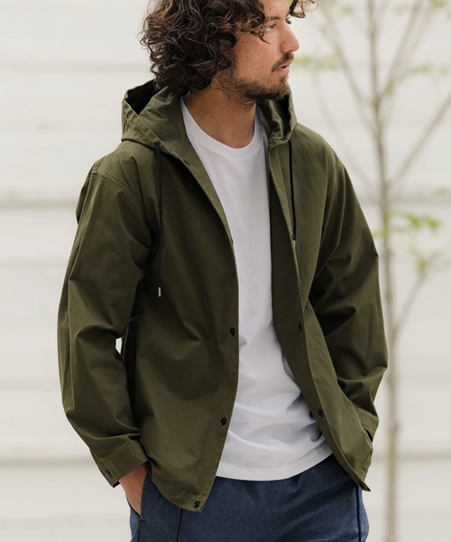 CAMBIO(カンビオ)の「ms4703-Herringbone Hooded Long Sleeve Dot Button Shirts シャツ(シャツ/ブラウス・メンズ・ブラウン/ブラック/キナリ/オリーブ・S/M/L)」の4枚目の写真