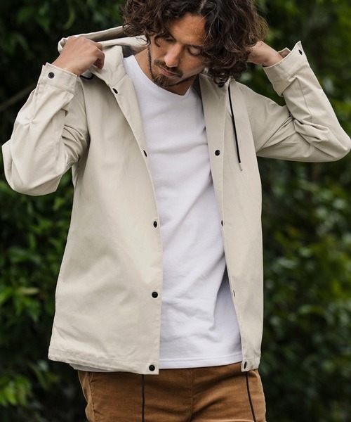 CAMBIO(カンビオ)の「ms4703-Herringbone Hooded Long Sleeve Dot Button Shirts シャツ(シャツ/ブラウス・メンズ・ブラウン/ブラック/キナリ/オリーブ・S/M/L)」の2枚目の写真