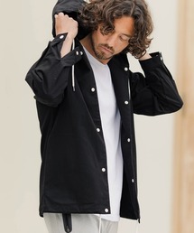 ms4703-Herringbone Hooded Long Sleeve Dot Button Shirts シャツ