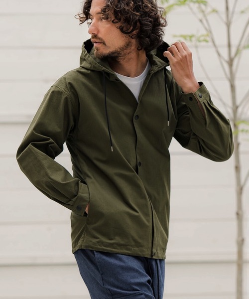 CAMBIO(カンビオ)の「ms4703-Herringbone Hooded Long Sleeve Dot Button Shirts シャツ(シャツ/ブラウス・メンズ・ブラウン/ブラック/キナリ/オリーブ・S/M/L)」の9枚目の写真