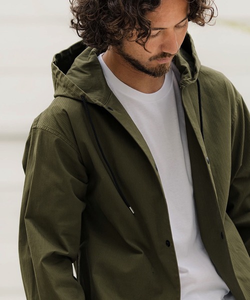 CAMBIO(カンビオ)の「ms4703-Herringbone Hooded Long Sleeve Dot Button Shirts シャツ(シャツ/ブラウス・メンズ・ブラウン/ブラック/キナリ/オリーブ・S/M/L)」の10枚目の写真
