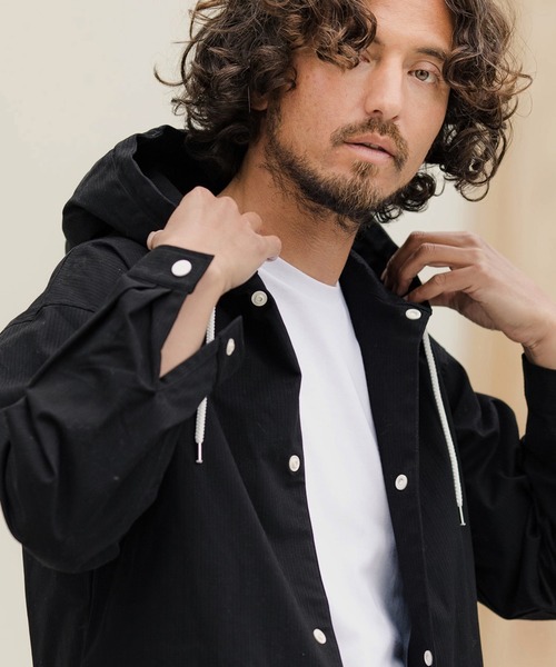 CAMBIO(カンビオ)の「ms4703-Herringbone Hooded Long Sleeve Dot Button Shirts シャツ(シャツ/ブラウス・メンズ・ブラウン/ブラック/キナリ/オリーブ・S/M/L)」の14枚目の写真