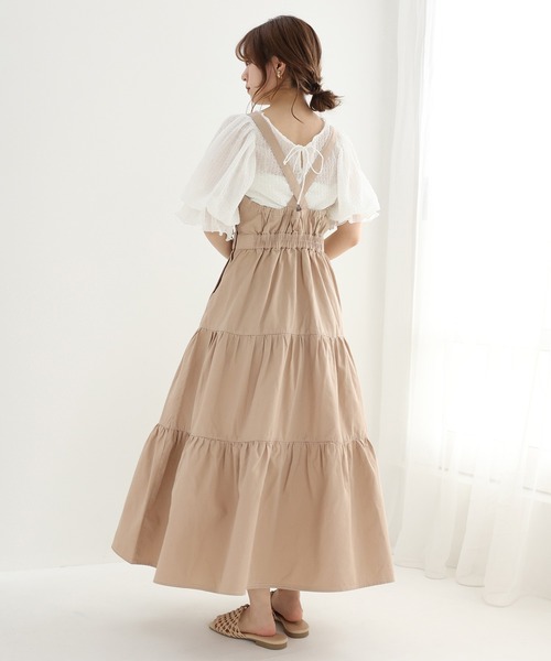 one after another NICE CLAUP（ワンアフターアナザーナイスクラップ）の「ティアードジャンパースカート（ジャンパースカート・レディース・ベージュ/ブラック/ネイビー・FREE）」の12枚目の写真