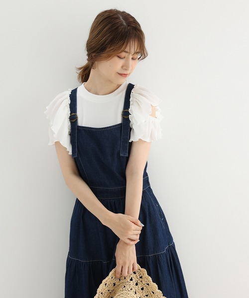 one after another NICE CLAUP（ワンアフターアナザーナイスクラップ）の「ティアードジャンパースカート（ジャンパースカート・レディース・ベージュ/ブラック/ネイビー・FREE）」の7枚目の写真