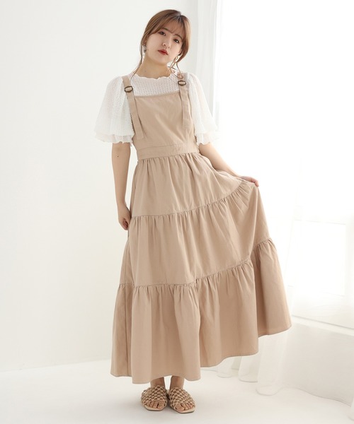 one after another NICE CLAUP（ワンアフターアナザーナイスクラップ）の「ティアードジャンパースカート（ジャンパースカート・レディース・ベージュ/ブラック/ネイビー・FREE）」の10枚目の写真