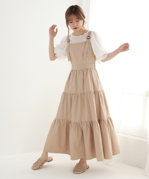 one after another NICE CLAUP（ワンアフターアナザーナイスクラップ）の「ティアードジャンパースカート（ジャンパースカート・レディース・ベージュ/ブラック/ネイビー・FREE）」の11枚目の写真