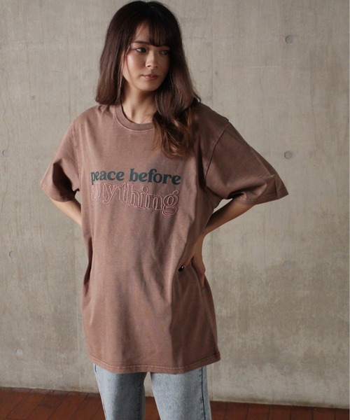 one way（ワンウェイ）の「【oneway Jeans】ピグメント刺繍Tシャツ（Tシャツ/カットソー・レディース・ホワイト/ライトブルー/ブラック/ライトブラウン/ライトイエロー・FREE）」の4枚目の写真