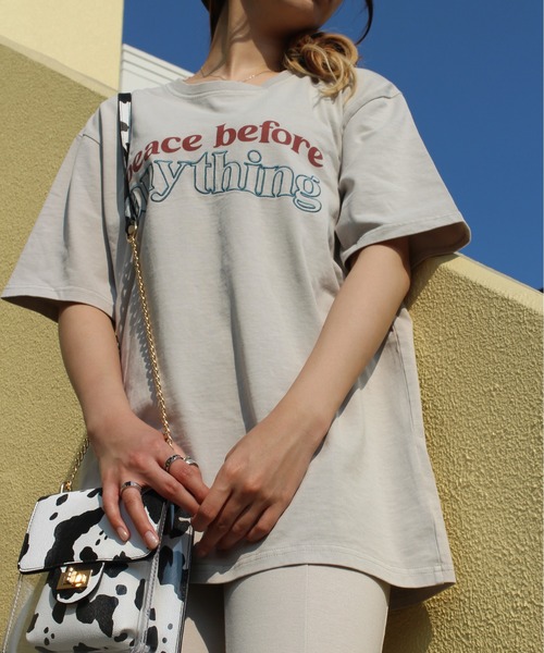 one way（ワンウェイ）の「【oneway Jeans】ピグメント刺繍Tシャツ（Tシャツ/カットソー・レディース・ホワイト/ライトブルー/ブラック/ライトブラウン/ライトイエロー・FREE）」の17枚目の写真