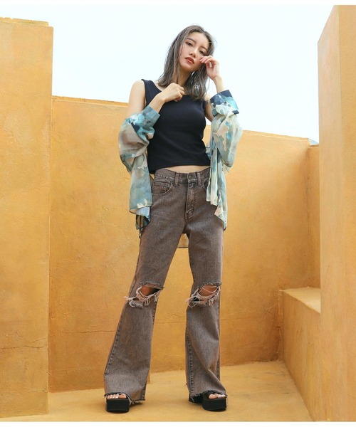 ANAP（アナップ）の「ニュアンスパターンオーバーサイズシャツ（シャツ/ブラウス・レディース・ベージュ/グリーン・FREE）」の7枚目の写真