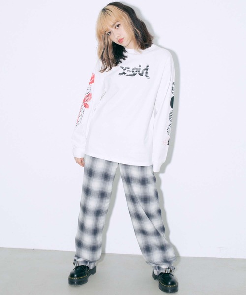 X-girl（エックスガール）の「T.P.S.W L/S TEE（Tシャツ/カットソー・レディース・パープル/ブラック/ホワイト・L/M/XL/S）」の13枚目の写真