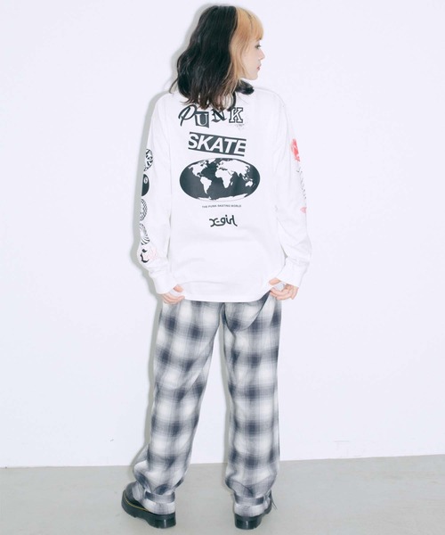 X-girl（エックスガール）の「T.P.S.W L/S TEE（Tシャツ/カットソー・レディース・パープル/ブラック/ホワイト・L/M/XL/S）」の15枚目の写真