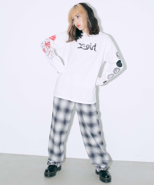 X-girl（エックスガール）の「T.P.S.W L/S TEE（Tシャツ/カットソー・レディース・パープル/ブラック/ホワイト・L/M/XL/S）」の16枚目の写真