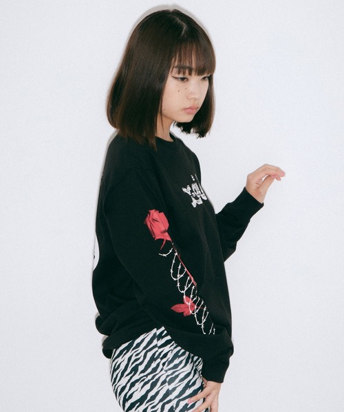 X-girl（エックスガール）の「T.P.S.W L/S TEE（Tシャツ/カットソー・レディース・パープル/ブラック/ホワイト・L/M/XL/S）」の20枚目の写真