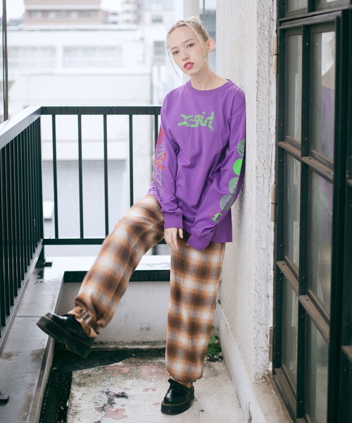 X-girl（エックスガール）の「T.P.S.W L/S TEE（Tシャツ/カットソー・レディース・パープル/ブラック/ホワイト・L/M/XL/S）」の18枚目の写真