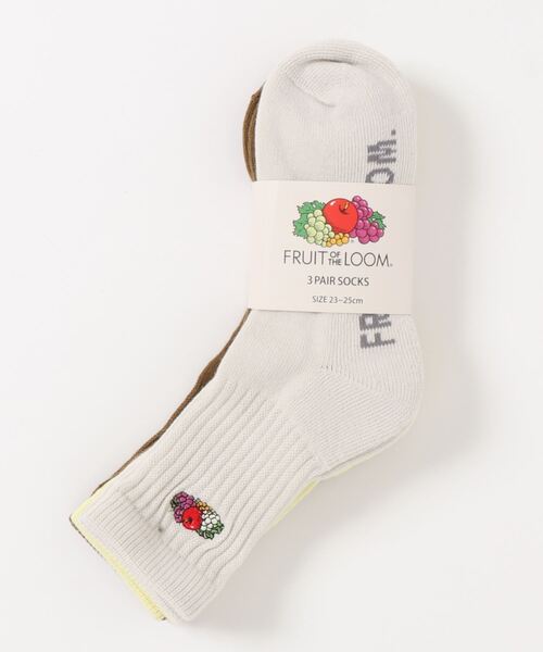 RiNc (リンク)の「【 FRUIT OF THE LOOM / フルーツ オブ ザ ルーム 】 底 パイル 刺繍 ソックス 3点 セット(ソックス/靴下・レディース・カーキ・FREE)」の4枚目の写真