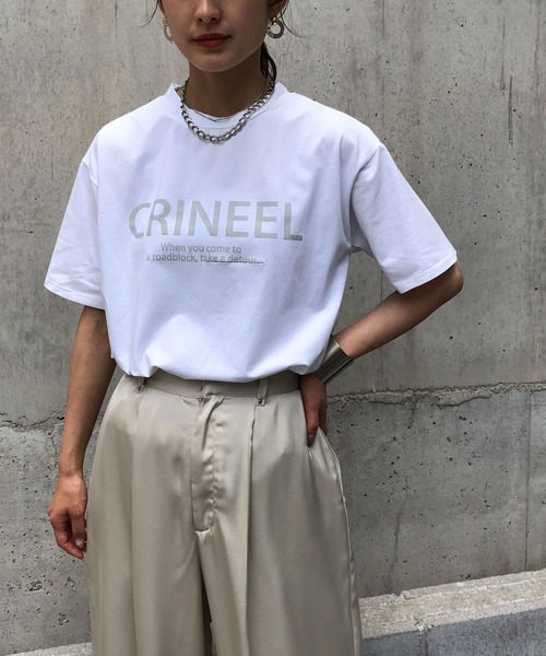 &g'aime(アンジェム)の「【&g'aime】ロゴプリントTシャツ(Tシャツ/カットソー・レディース・ホワイト/チャコールグレー/ブラック/カーキ・FREE)」の2枚目の写真