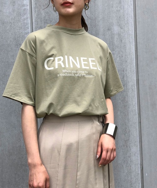 &g'aime(アンジェム)の「【&g'aime】ロゴプリントTシャツ(Tシャツ/カットソー・レディース・ホワイト/チャコールグレー/ブラック/カーキ・FREE)」の1枚目の写真
