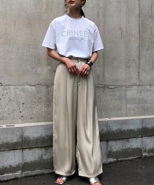 &g'aime(アンジェム)の「【&g'aime】ロゴプリントTシャツ(Tシャツ/カットソー・レディース・ホワイト/チャコールグレー/ブラック/カーキ・FREE)」の5枚目の写真