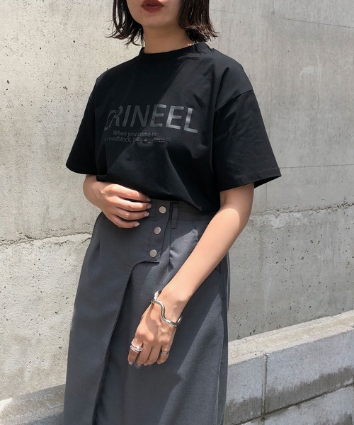 &g'aime(アンジェム)の「【&g'aime】ロゴプリントTシャツ(Tシャツ/カットソー・レディース・ホワイト/チャコールグレー/ブラック/カーキ・FREE)」の14枚目の写真