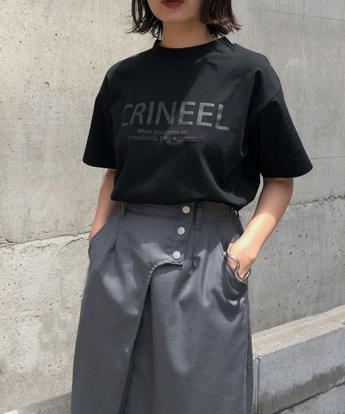 &g'aime(アンジェム)の「【&g'aime】ロゴプリントTシャツ(Tシャツ/カットソー・レディース・ホワイト/チャコールグレー/ブラック/カーキ・FREE)」の13枚目の写真