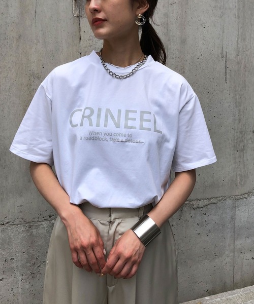 &g'aime(アンジェム)の「【&g'aime】ロゴプリントTシャツ(Tシャツ/カットソー・レディース・ホワイト/チャコールグレー/ブラック/カーキ・FREE)」の6枚目の写真