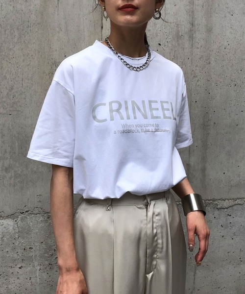 &g'aime(アンジェム)の「【&g'aime】ロゴプリントTシャツ(Tシャツ/カットソー・レディース・ホワイト/チャコールグレー/ブラック/カーキ・FREE)」の7枚目の写真