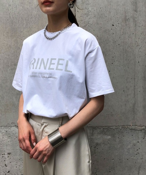 &g'aime(アンジェム)の「【&g'aime】ロゴプリントTシャツ(Tシャツ/カットソー・レディース・ホワイト/チャコールグレー/ブラック/カーキ・FREE)」の8枚目の写真