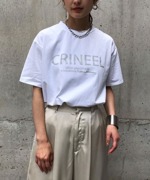 &g'aime(アンジェム)の「【&g'aime】ロゴプリントTシャツ(Tシャツ/カットソー・レディース・ホワイト/チャコールグレー/ブラック/カーキ・FREE)」の9枚目の写真