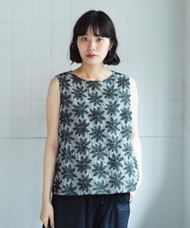bulle de savon - ノースリーブコットンブラウス bulle de savon（ビュルデサボン）の「gingham×flower