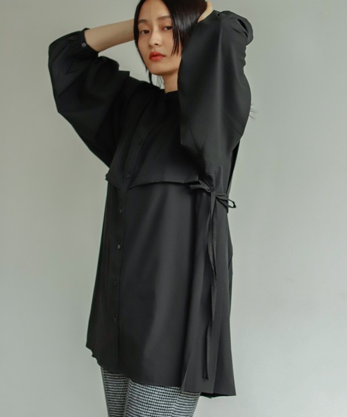 Birthday room（バースデイルーム）の「後ろプリーツチュニックブラウス（シャツ/ブラウス・レディース・オフホワイト/ブラック/グリーン・FREE）」の3枚目の写真