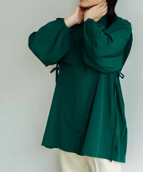 Birthday room（バースデイルーム）の「後ろプリーツチュニックブラウス（シャツ/ブラウス・レディース・オフホワイト/ブラック/グリーン・FREE）」の7枚目の写真