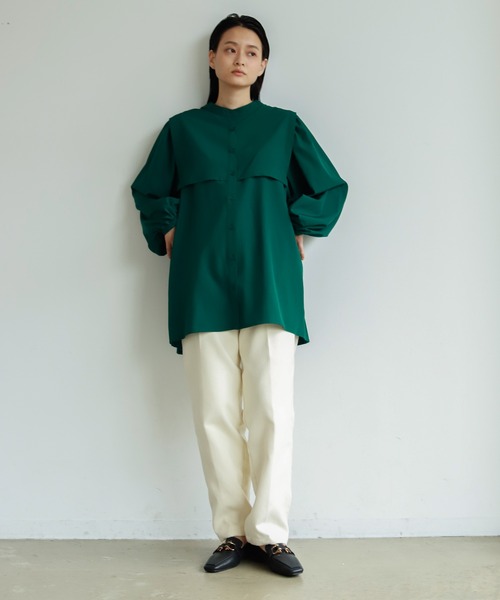 Birthday room（バースデイルーム）の「後ろプリーツチュニックブラウス（シャツ/ブラウス・レディース・オフホワイト/ブラック/グリーン・FREE）」の9枚目の写真