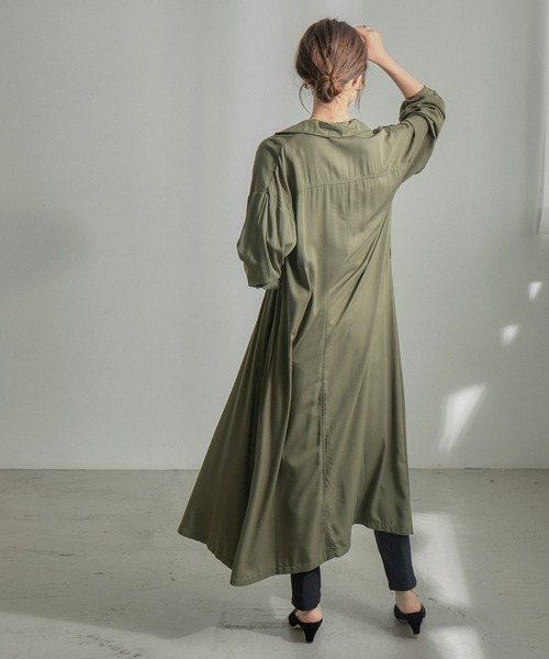 Fashion Letter（ファッションレター）の「とろみレーヨンロングシャツワンピース（シャツワンピース・レディース・カーキ/ベージュ/ネイビー・M）」の15枚目の写真