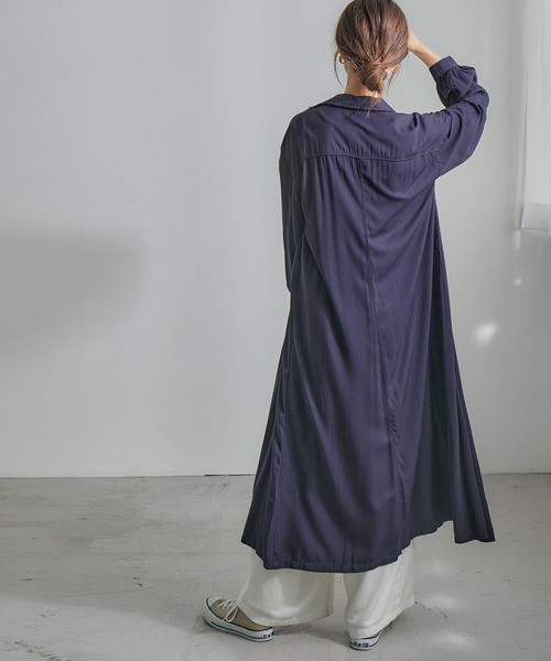 Fashion Letter（ファッションレター）の「とろみレーヨンロングシャツワンピース（シャツワンピース・レディース・カーキ/ベージュ/ネイビー・M）」の20枚目の写真