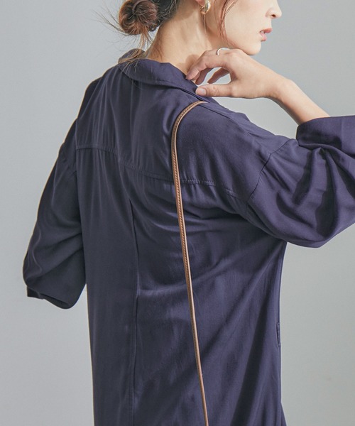 Fashion Letter（ファッションレター）の「とろみレーヨンロングシャツワンピース（シャツワンピース・レディース・カーキ/ベージュ/ネイビー・M）」の22枚目の写真