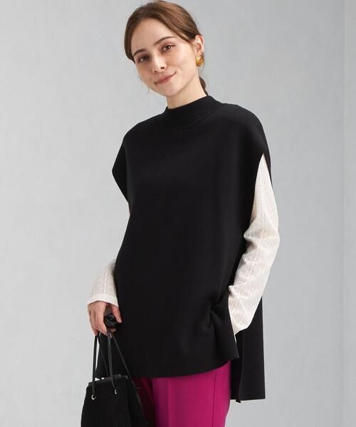 green label relaxing(グリーンレーベルリラクシング)の「C/W スムース ハイネック ニット ベスト -ウォッシャブル-(ベスト・レディース・ブラック/ベージュ/ケリー・FREE)」の2枚目の写真