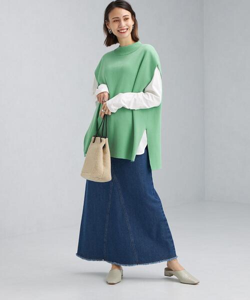 green label relaxing(グリーンレーベルリラクシング)の「C/W スムース ハイネック ニット ベスト -ウォッシャブル-(ベスト・レディース・ブラック/ベージュ/ケリー・FREE)」の9枚目の写真